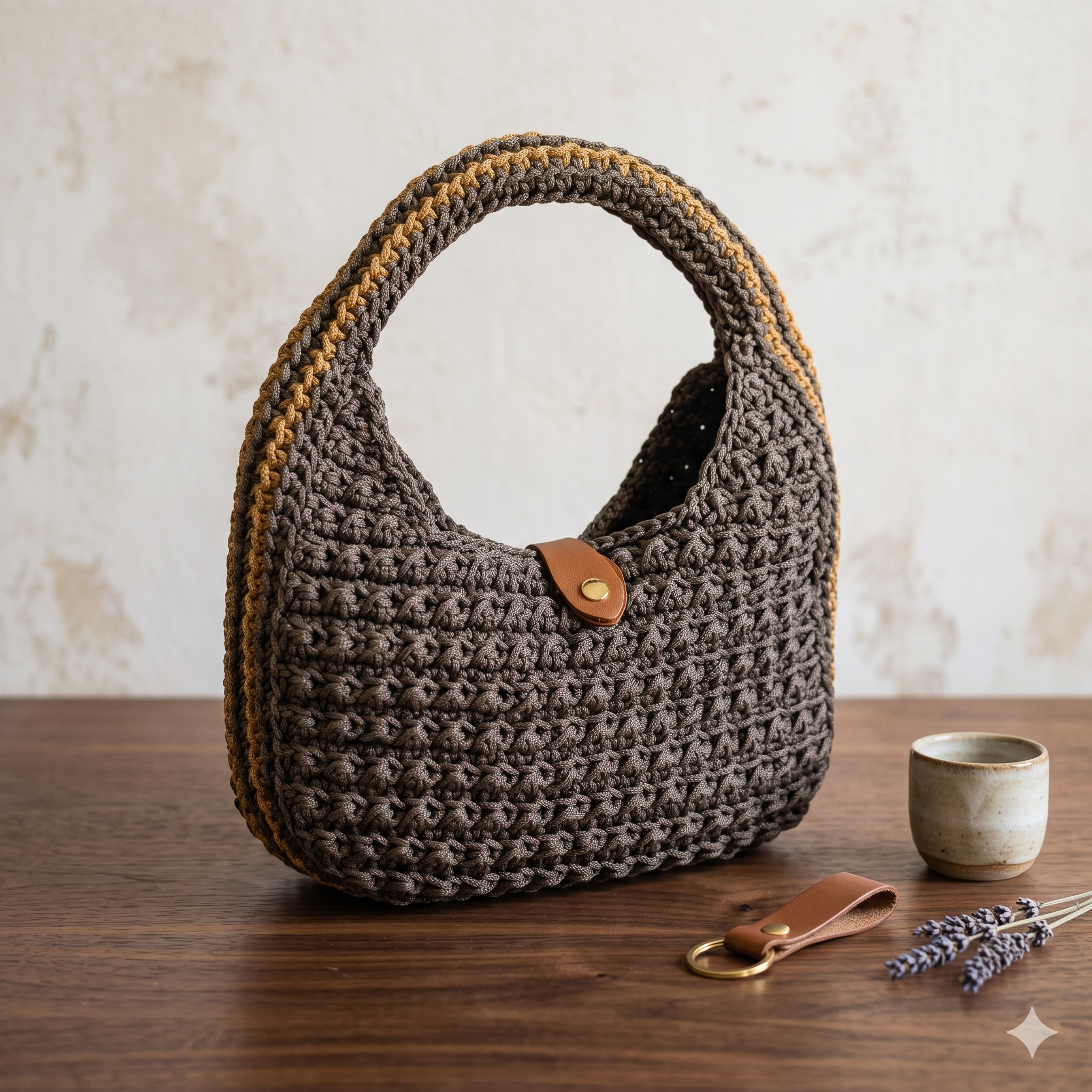 Aura hand-crocheted soft gray handbag